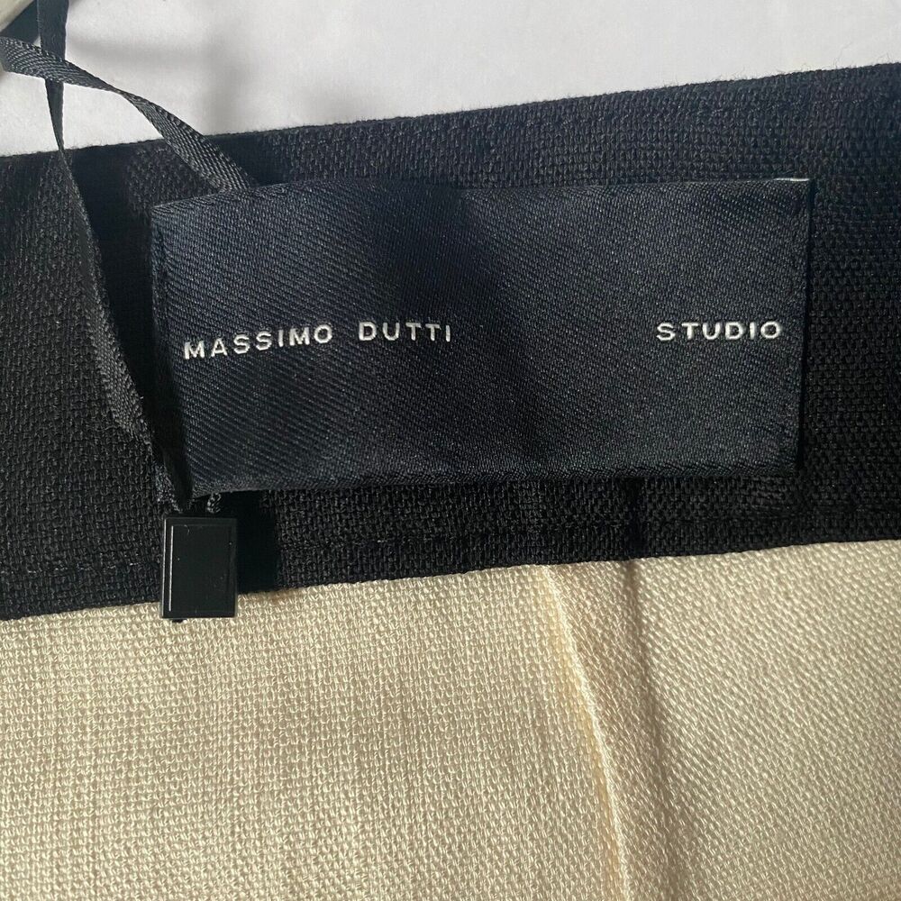 Massimo Dutti Studio Pants Womens 4 Cream Black Contrast Tuxedo Trousers NWT - Picture 10 of 16
